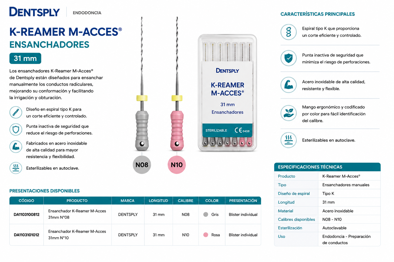 Ensanchador K-Reamer M-Acces 31 mm - DENTSPLY