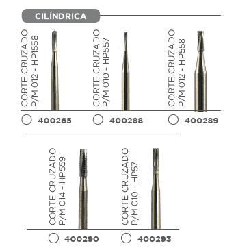 Fresa Carbide Pieza De Mano Cilíndrica 1 unidad - KERR
