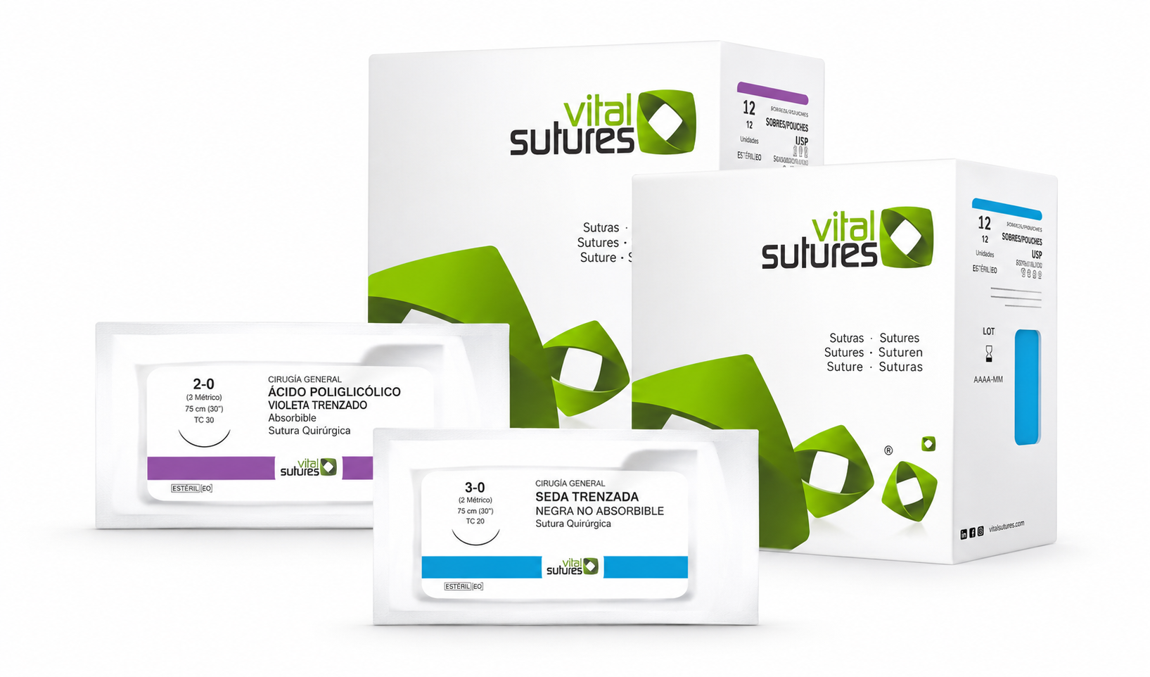 Sutura Acido Poliglicolico 4-0 (3/8 TR20) Absorbible - VITAL SUTURES