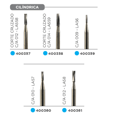 Fresa Carbide Baja Velocidad De Tallo Medio Cilindrica C/A 012 1 unidad - KERR
