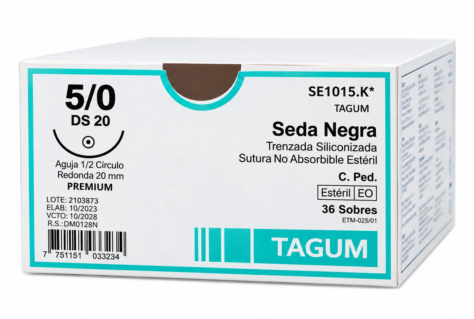 Sutura Seda Negra 5/0 Ds20 1/2 Circular 36 uds - TAGUM