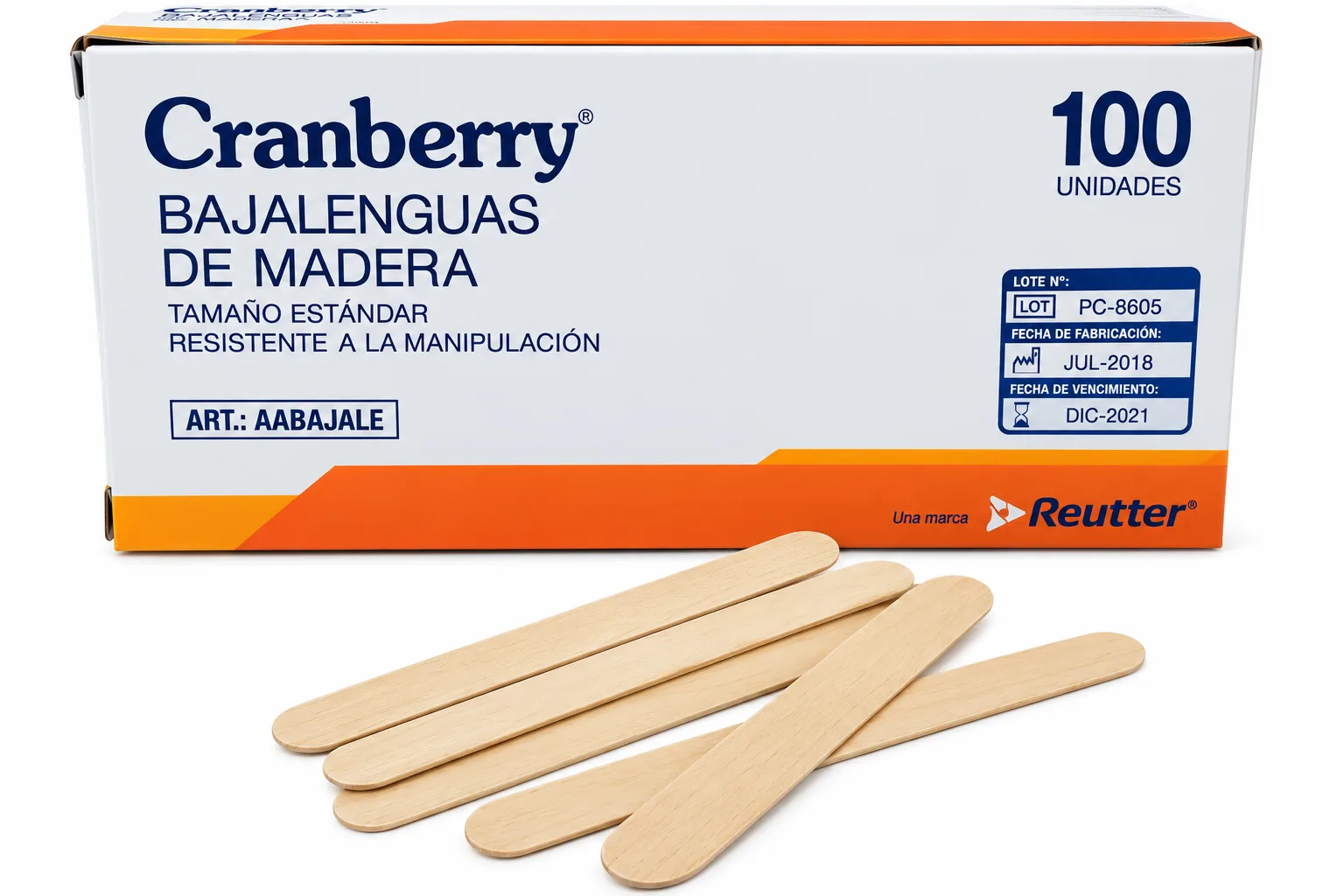 Bajalenguas de Madera Universal No Esteril Caja x 100 - CRANBERRY
