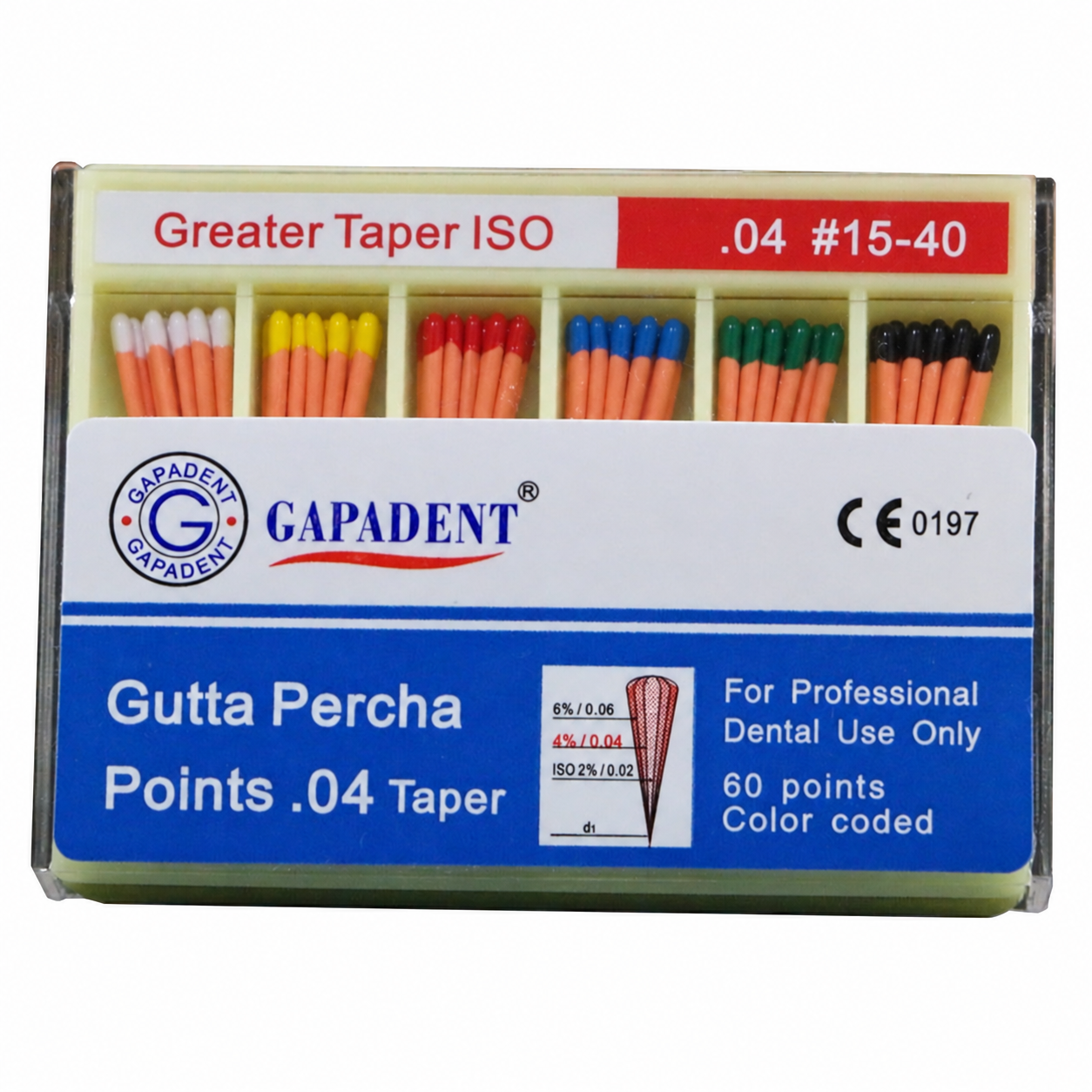 Cono de Gutapercha N°15-40 Conicidad 0.04 – GAPADENT