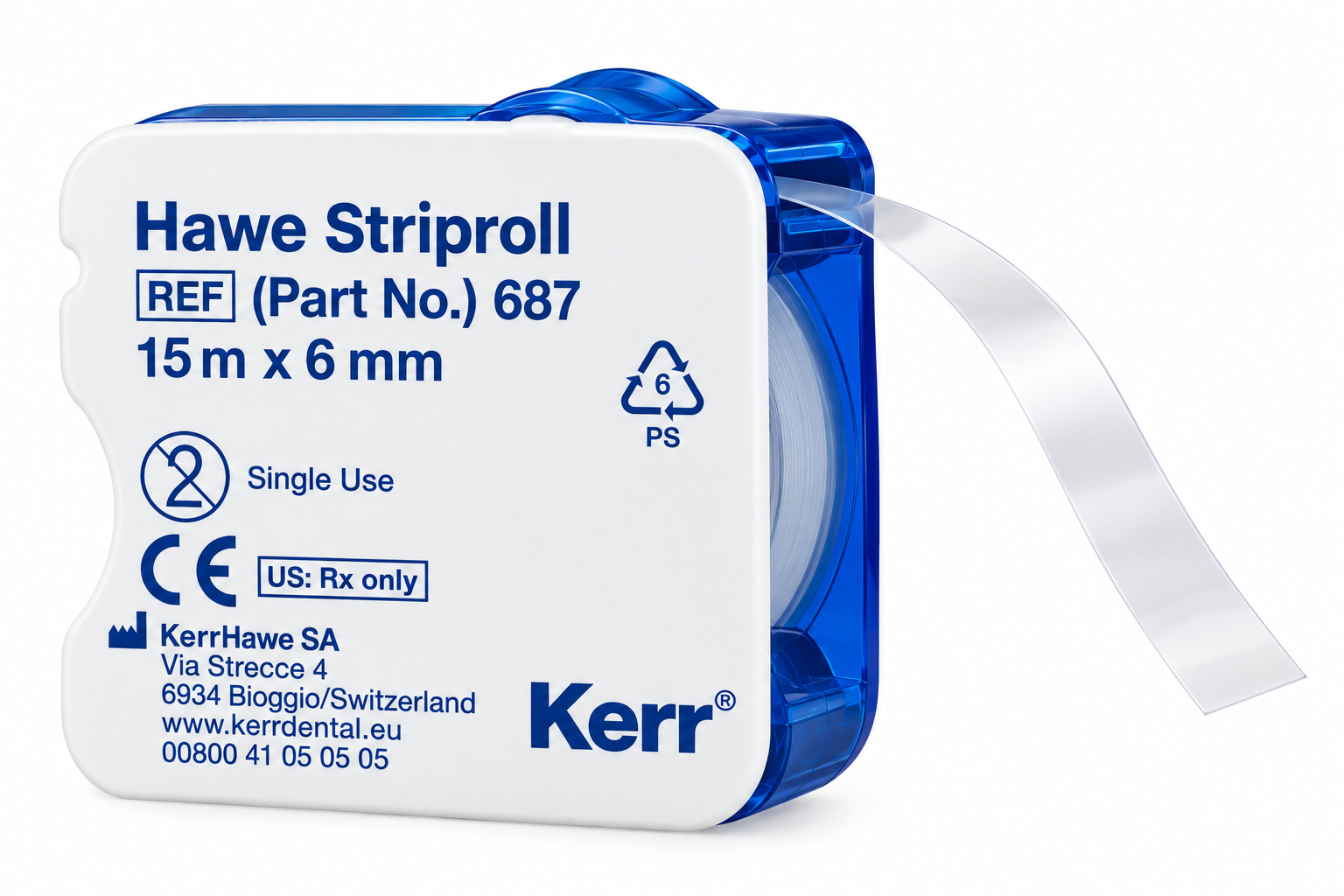 Matrices Striproll Cinta de Poliéster con Dispensador Azul 15 m x 6 mm – KERR
