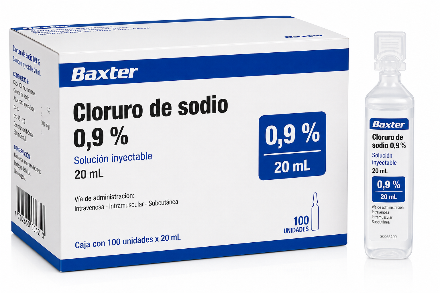 Cloruro de Sodio 0,9% 20 mL Caja 100 Unidades - BAXTER