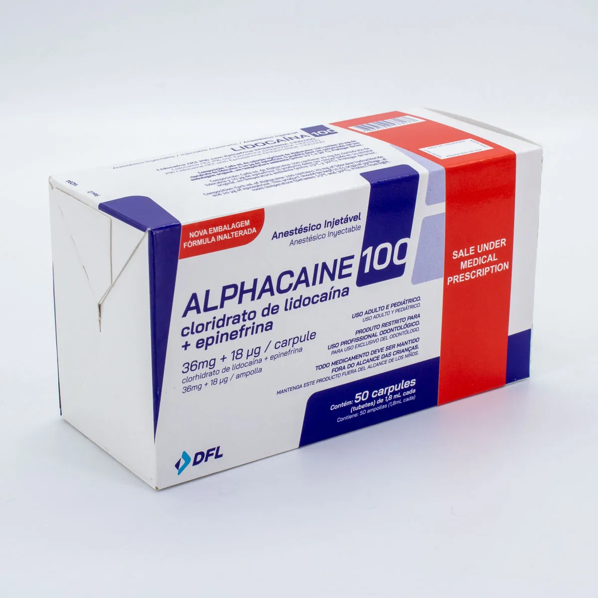 Anestesia Alphacaine Lido 2% Epi 50 carpules vidrio - MAVER