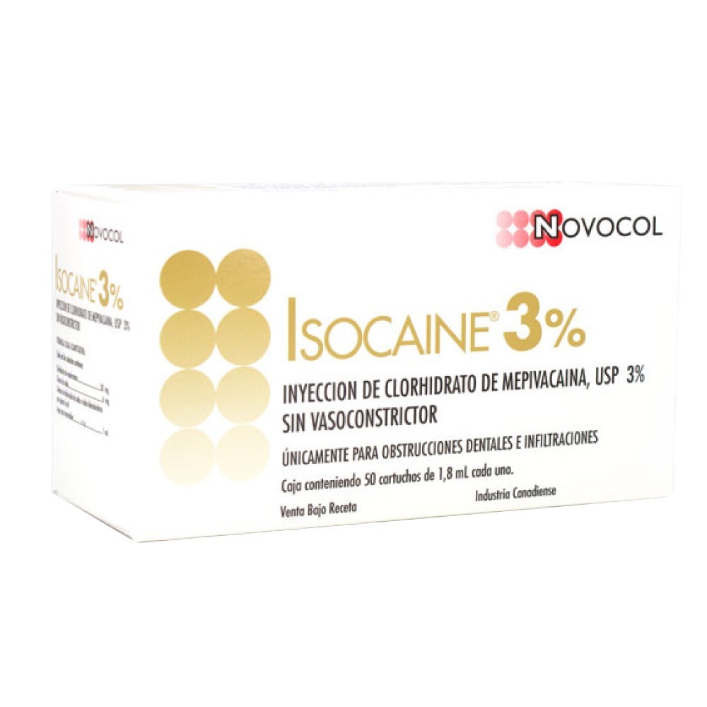 Anestesia Isocaine 3% (mepivacaine) Novocol 50 Tubos NOVOCOL