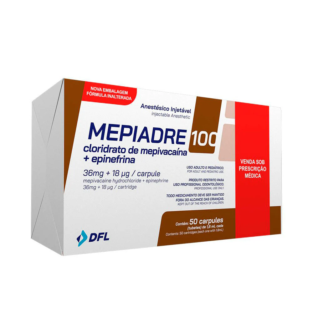 Anestesia Mepiadre 2% c/vaso 1:10 50 carpules - MAVER