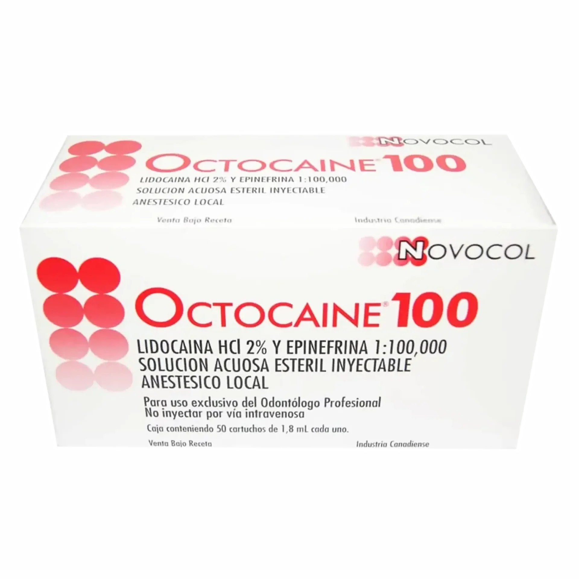 Anestesia Octocaine 2% (lidocaina) Novocol 50 Tubos - NOVOCOL