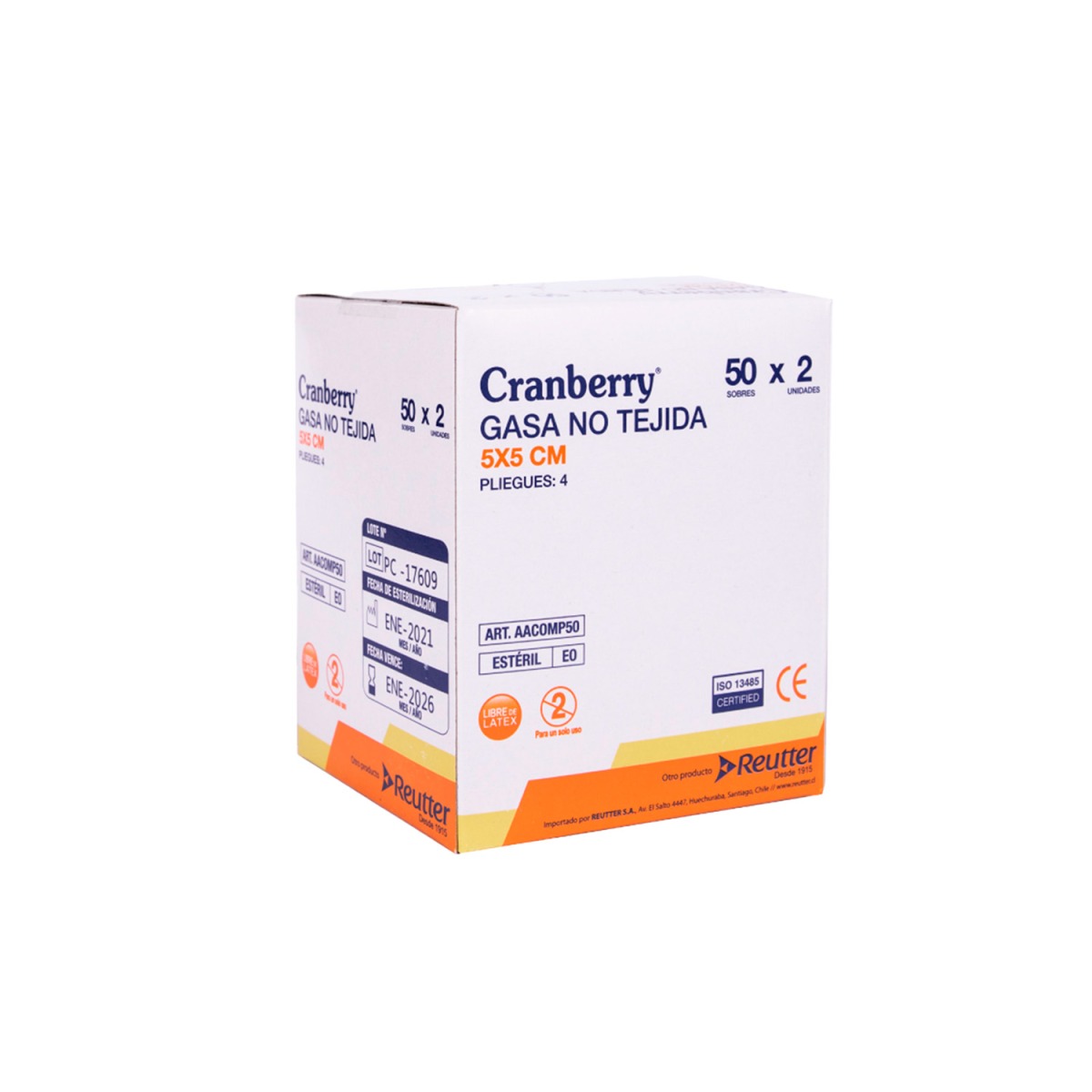 Gasa No Tejida Estéril 5X5 Caja 50 uds Sobres 2 uds - REUTTER