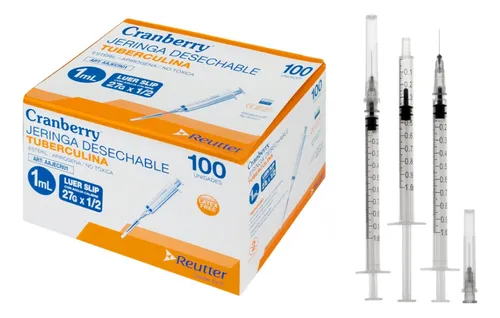 Jeringa Desechable De Tuberculina 1 cc Caja 100 uds - CRANBERRY