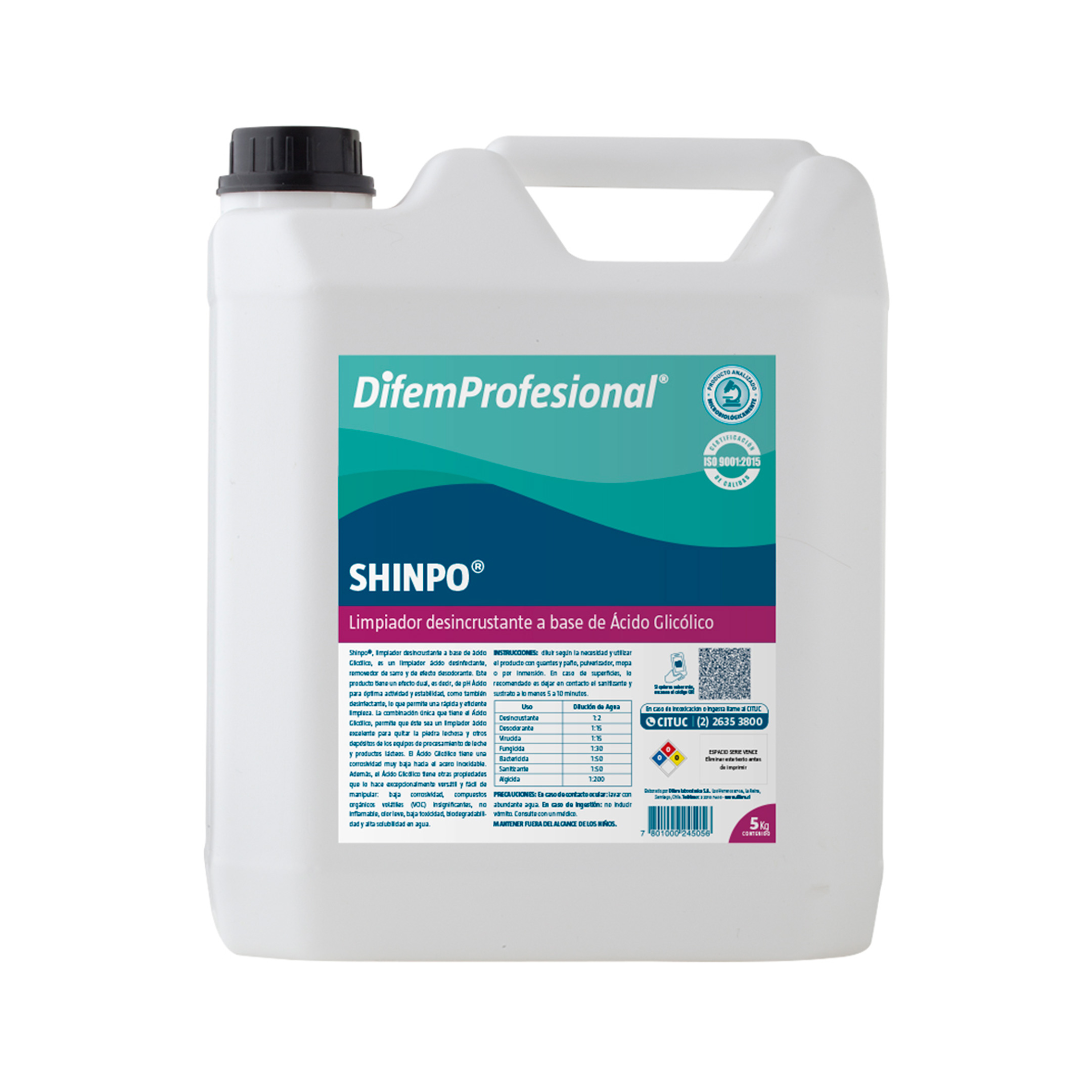Shinpo Limpiador Desincrustante C/Ácido Glicólico 5 Litros - DIFEM