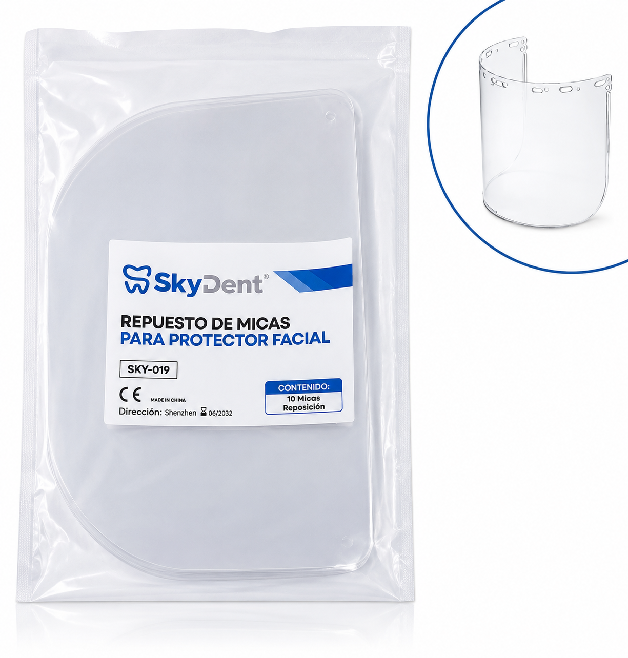 Protector Facial Con 10 Micas - SKYDENT